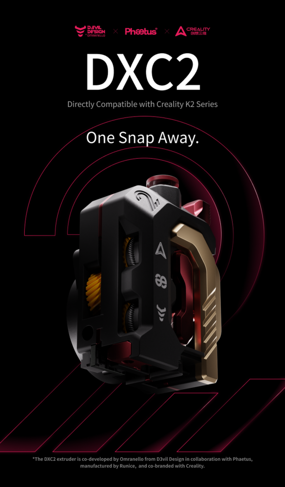 Preview: Phaetus DXC2 Extruder Upgrade – Ultimative Präzision für Creality K2 / Pro / Plus